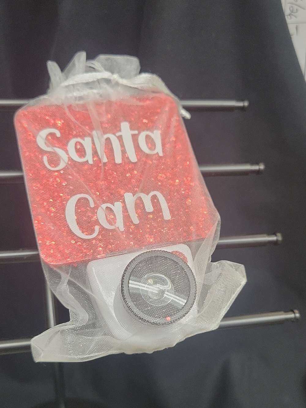 Santa Cam Glitter Ornament - Red Holiday Camera Decoration